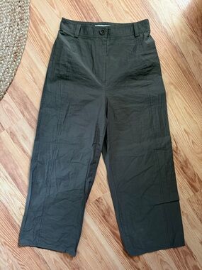 Zara Olive Green Wide-Leg Chinos
